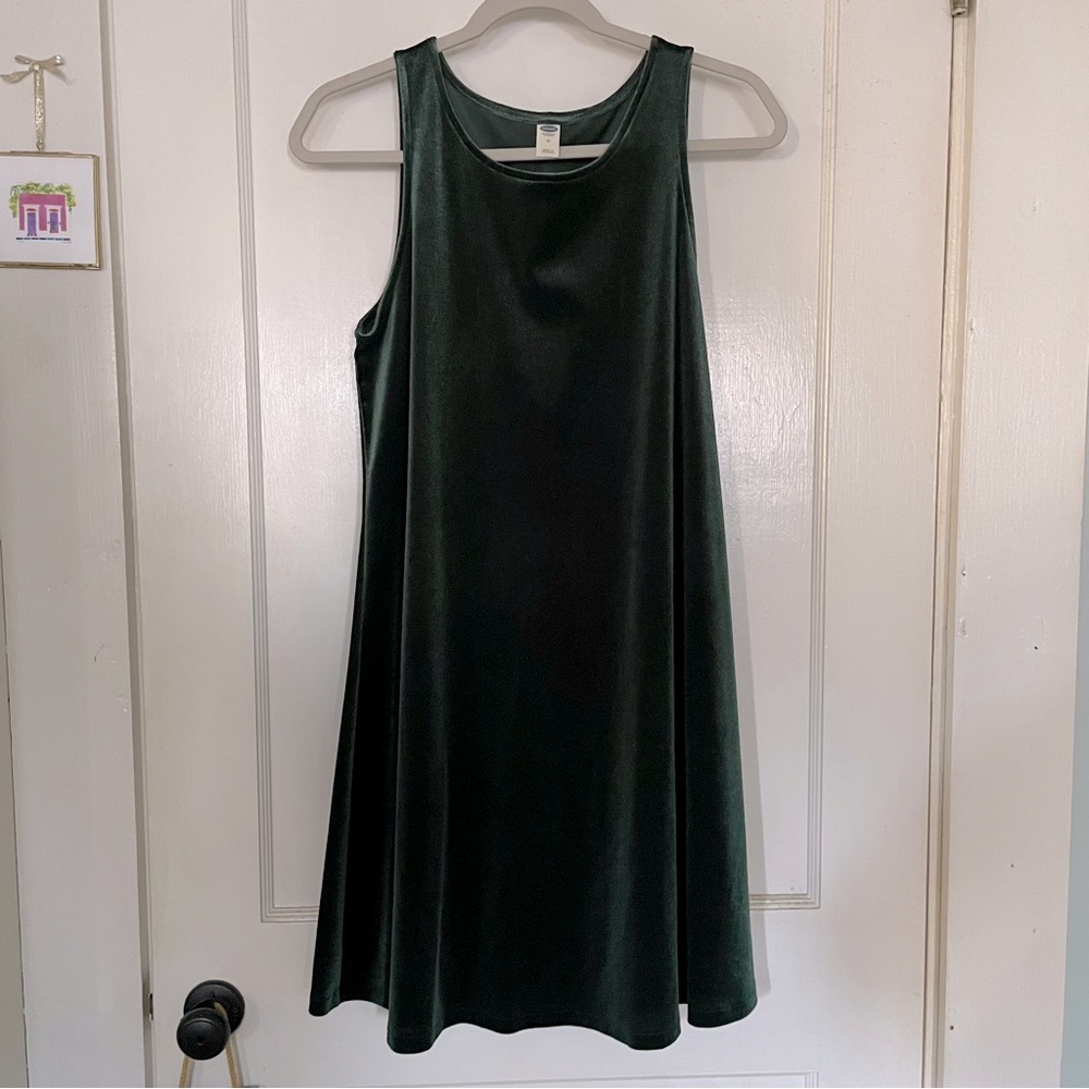 Green velvet swing dress